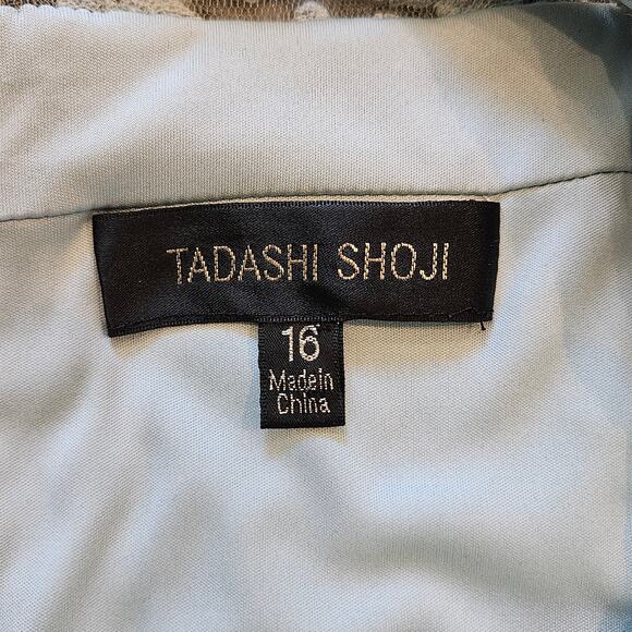 Tadashi Shoji Embroidered Lace Sheath Dress Womens 16 Mint Elegant Cocktail - Picture 8 of 10